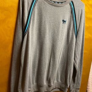 (PINK) grey and blue long sleeve crew neck sweater